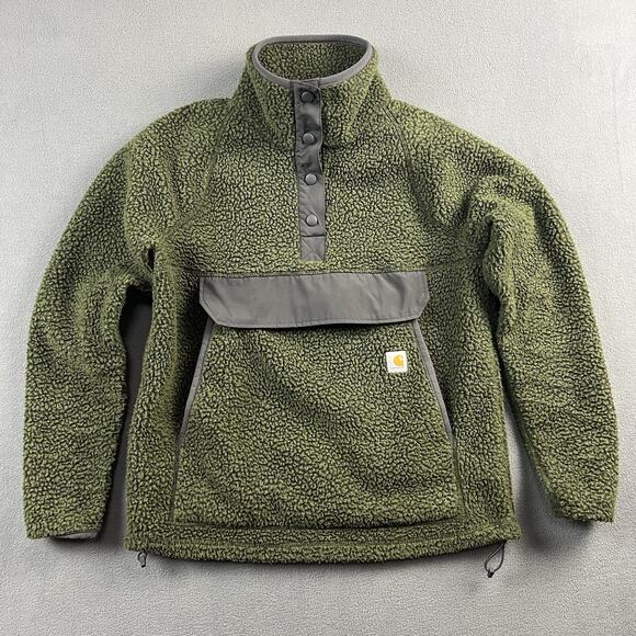 Carhartt Sherpa Jacket Womens Small 4-6 Quarter Zip Deep Pile Fleece Workwear - Picture 1 of 8
